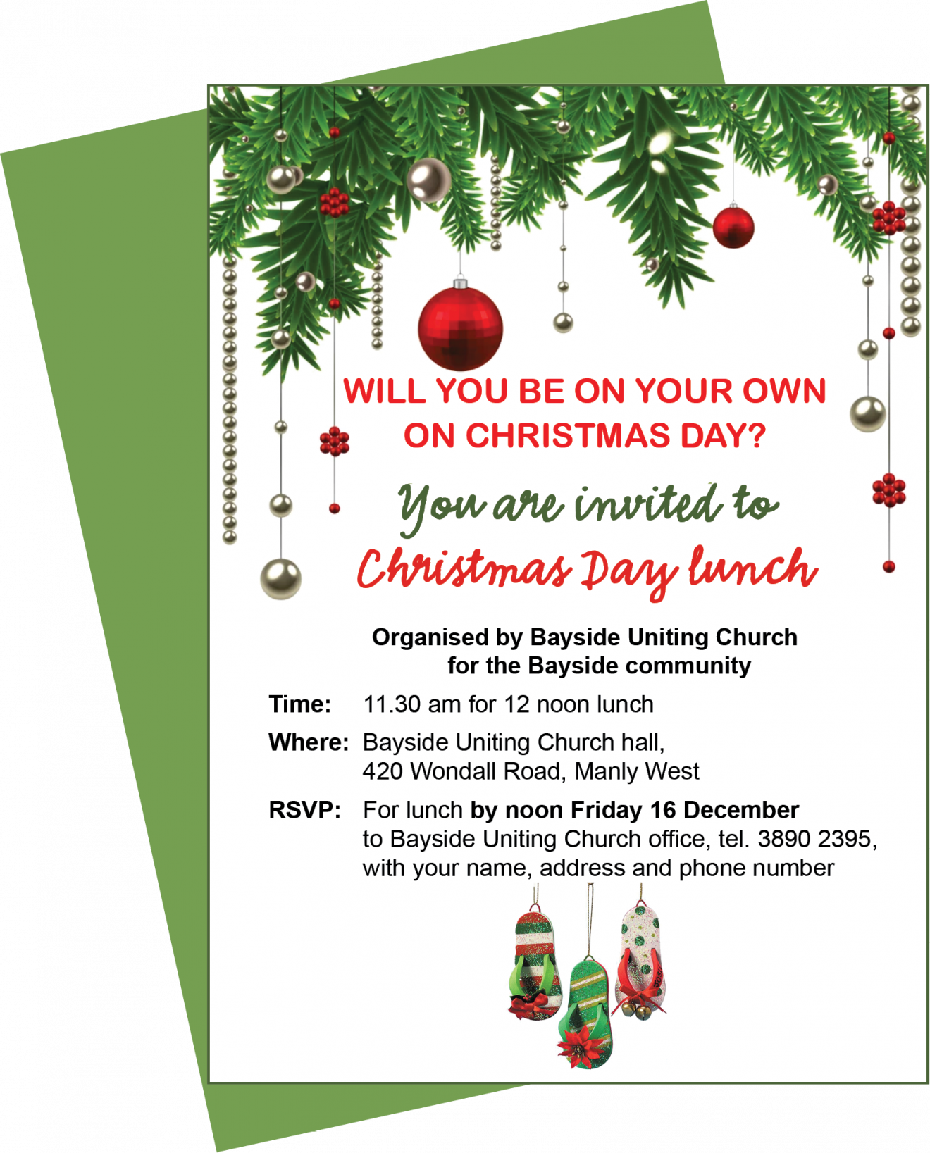 Christmas Day lunch for those on their own (free) The Community