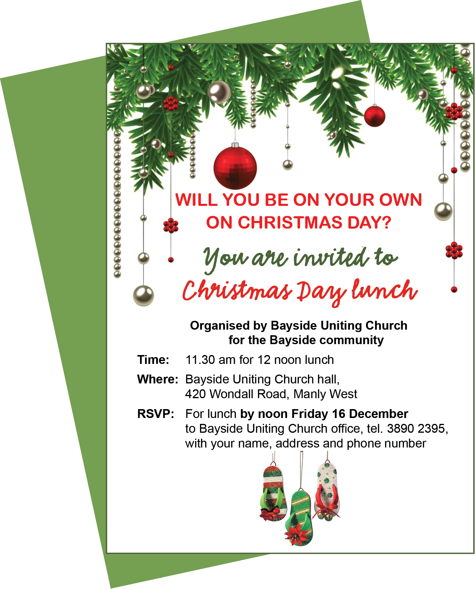 Christmas Day lunch for those on their own (free) The Community